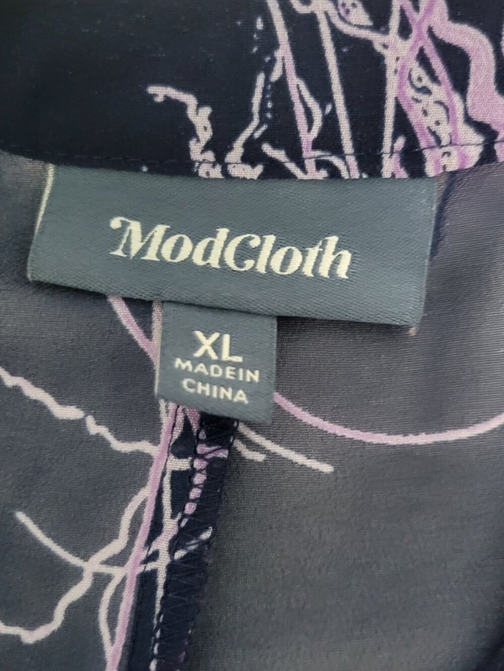 ModCloth 50s 60s Retro Whimsical Navy Jellyfish Ocean Sea Print Chiffon Dress XL - Picture 11 of 14